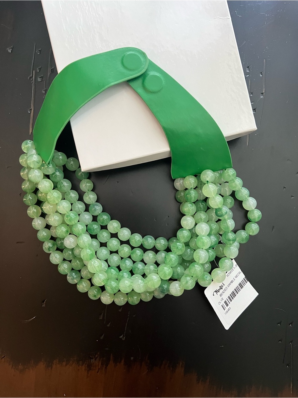 Green Multi-Strand Beaded Statement Necklace